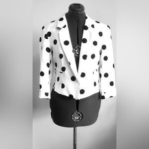 NYGARD 3/4 Sleeve Polkadot Crop Open Front Blazer